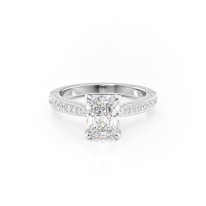 The Josephine Set With Radiant Vintage Lab Diamond 1 Carat 14K White#material_white