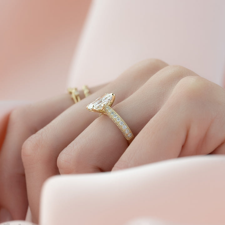 The Josephine Radiant Lab Diamond Moissanite Engagement Ring *Shown with 2 ct #material_gold