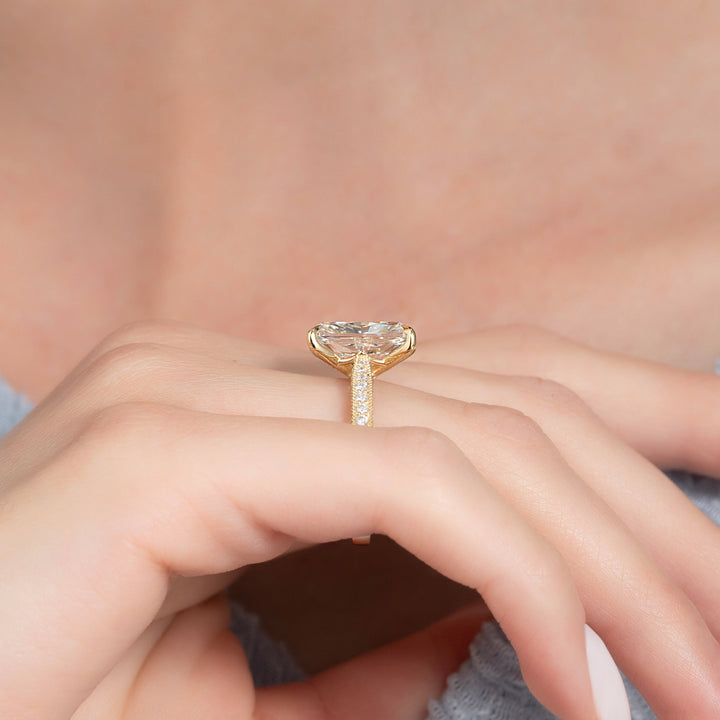 The Josephine Radiant Lab Diamond Moissanite Engagement Ring *Shown with 5 ct #material_gold