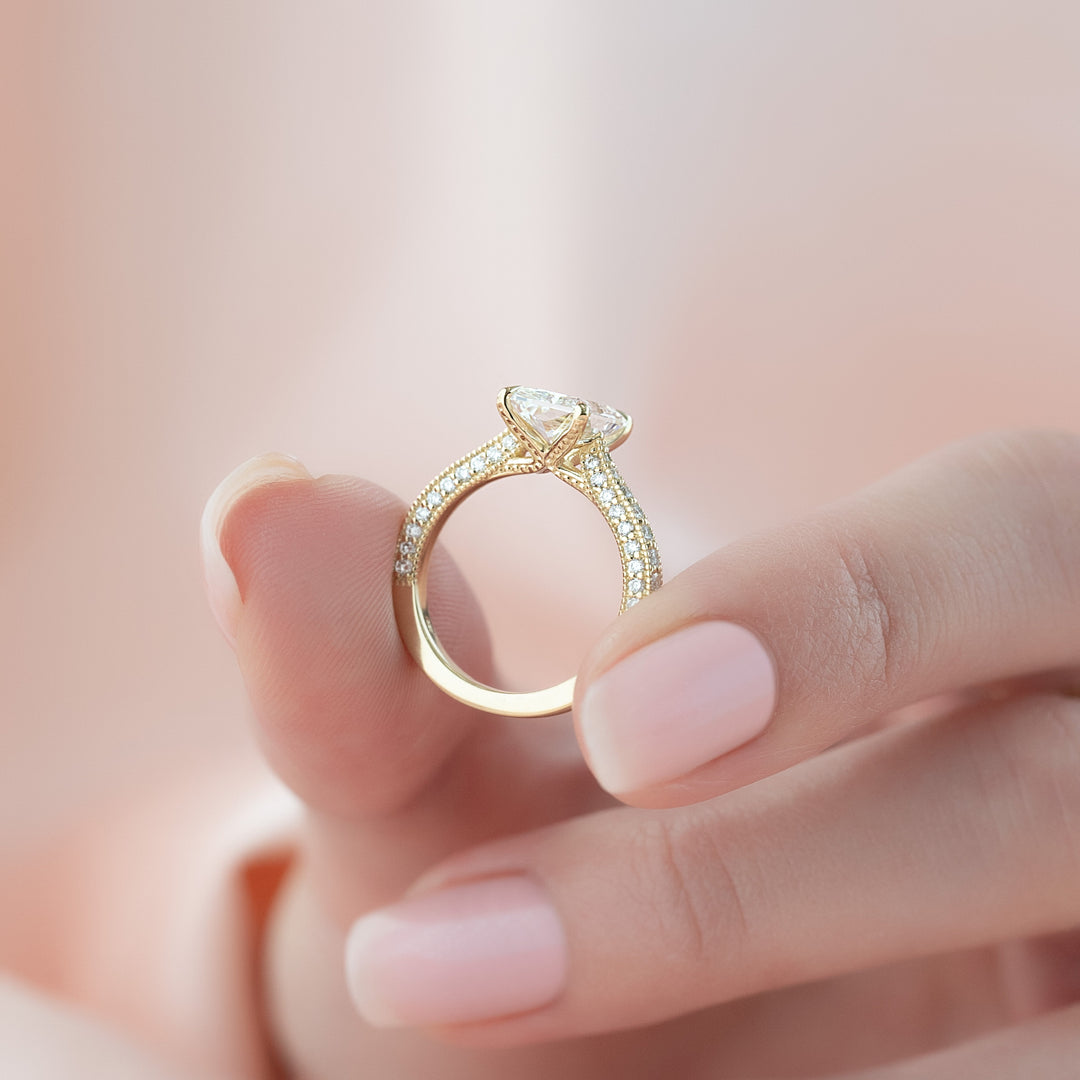 The Josephine Radiant Lab Diamond Moissanite Engagement Ring