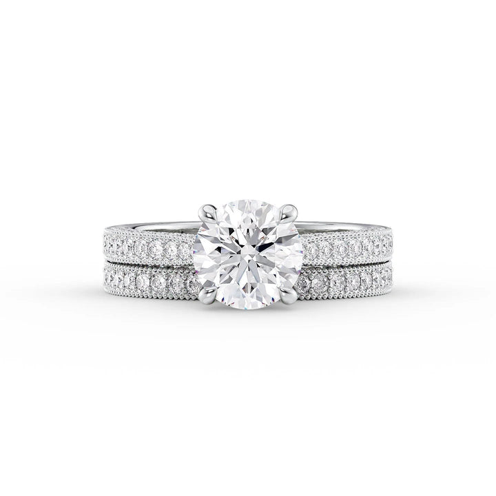 The Josephine Set With Round Vintage Lab Diamond 2 Carat 14K White#material_14k-white