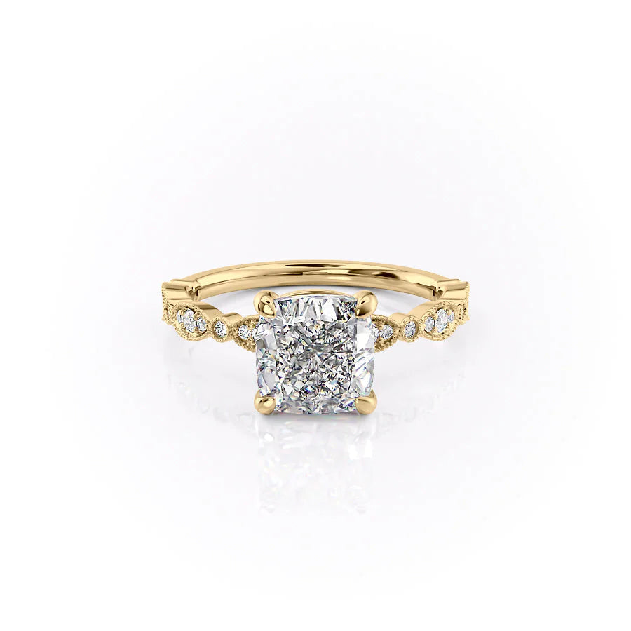 The Juliet Set With Cushion Vintage Lab Diamond 1 Carat 14K Gold#material_gold