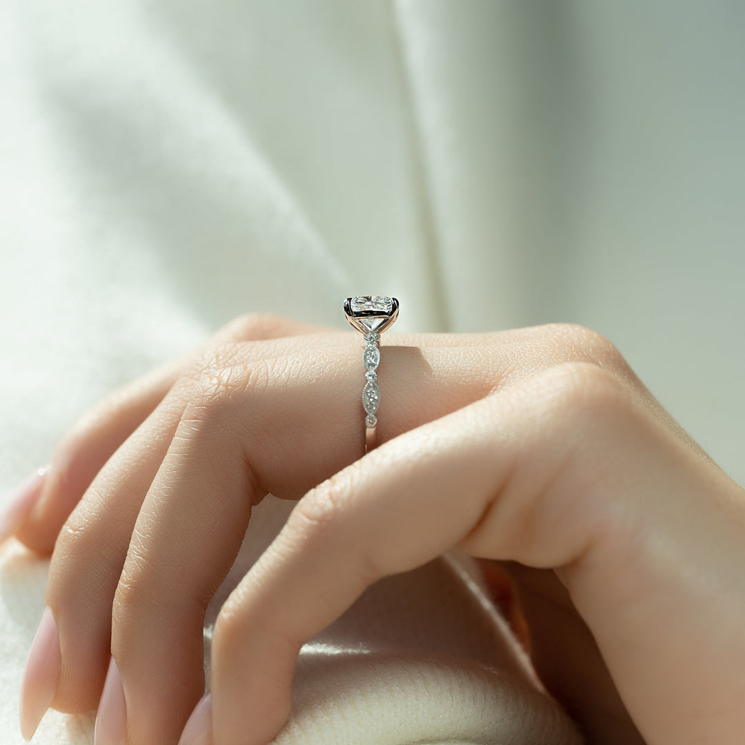 The Juliet Cushion Lab Diamond Moissanite Engagement Ring