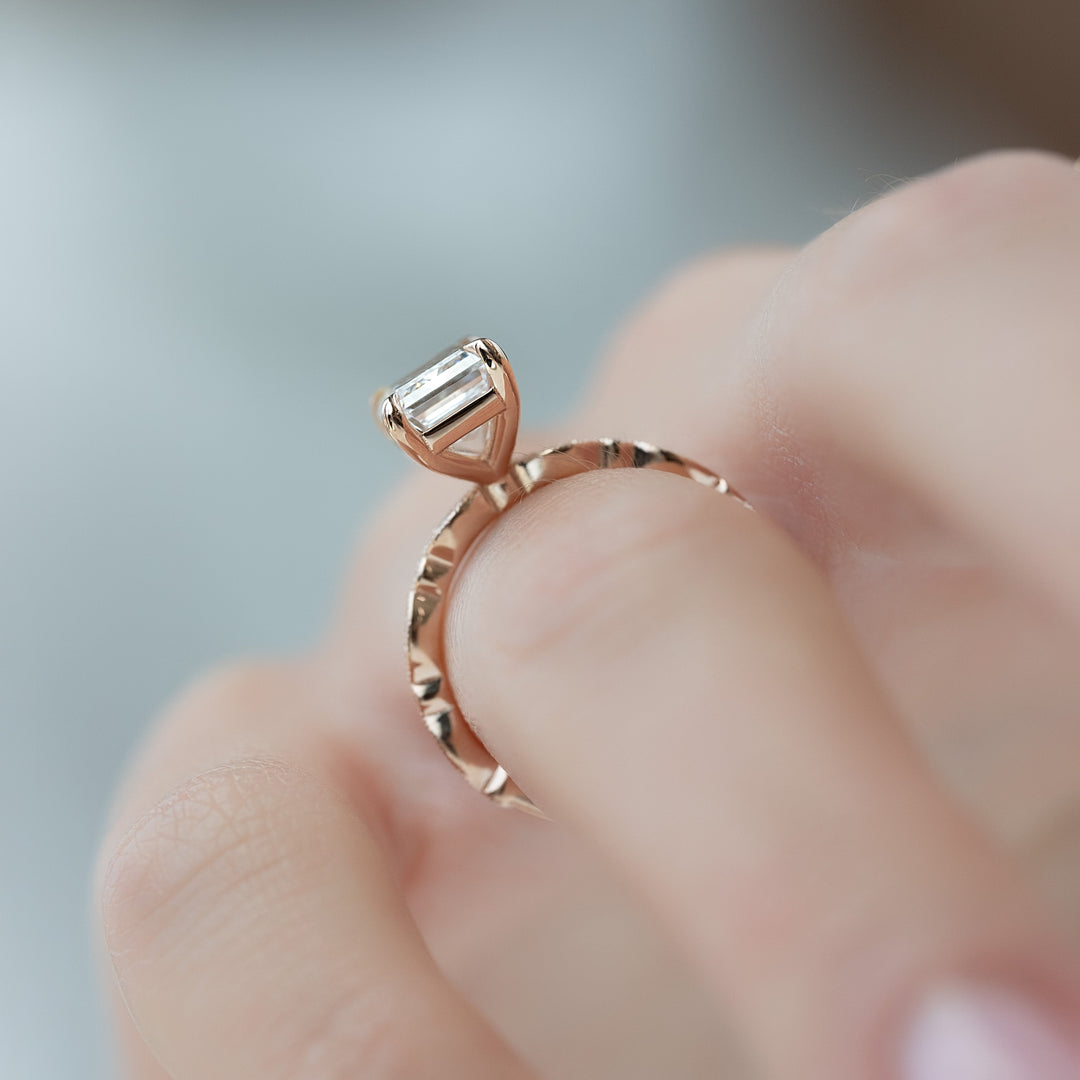 The Juliet Emerald Lab Diamond Moissanite Engagement Ring