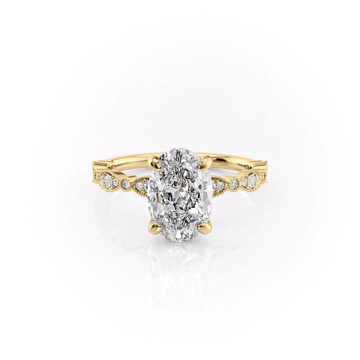 The Juliet Set With Oval Vintage Lab Diamond 1 Carat 14K Gold#material_gold