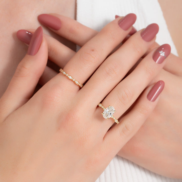 The Juliet Oval Lab Diamond Moissanite Engagement Ring *Shown with 1.5 ct #material_gold