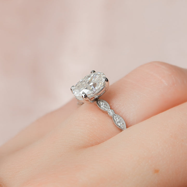 The Juliet Oval Lab Diamond Moissanite Engagement Ring *Shown with 1.5 ct #material_white