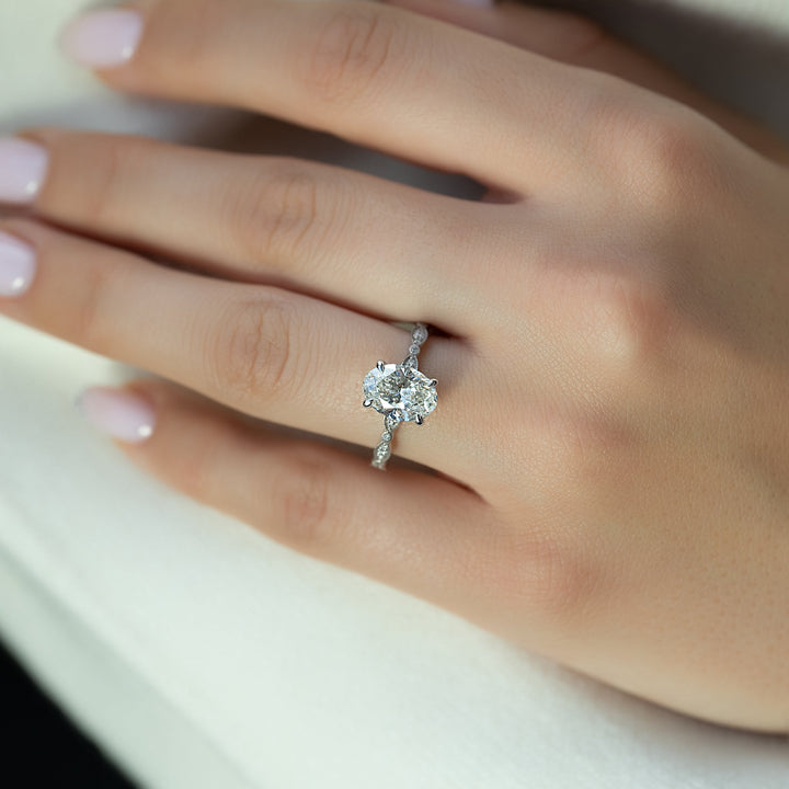The Juliet Oval Lab Diamond Moissanite Engagement Ring *Shown with 2 ct #material_white
