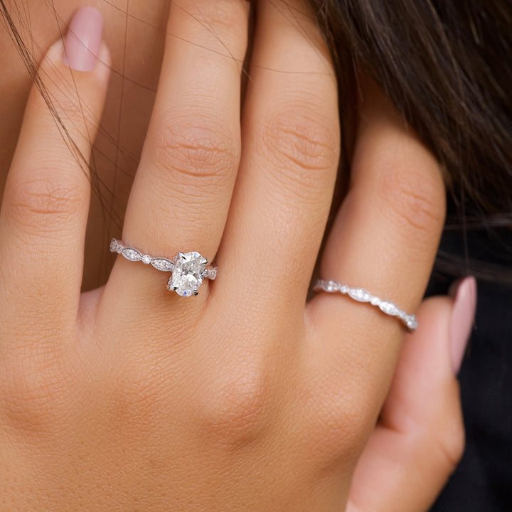 The Juliet Oval Lab Diamond Moissanite Engagement Ring *Shown with 1 ct #material_white