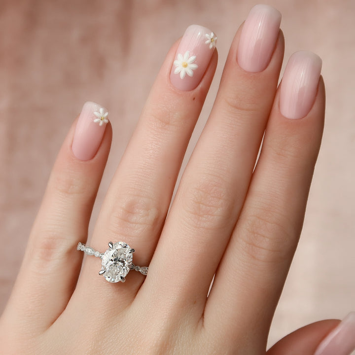 The Juliet Oval Lab Diamond Moissanite Engagement Ring *Shown with 3 ct #material_white