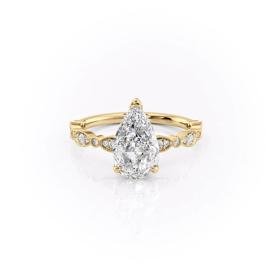 The Juliet Set With Pear Vintage Lab Diamond 1 Carat 14K Gold#material_gold