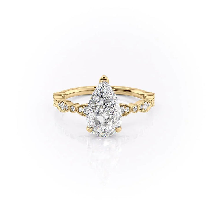 The Juliet Set With Pear Vintage Lab Diamond 1 Carat 14K Gold#material_gold