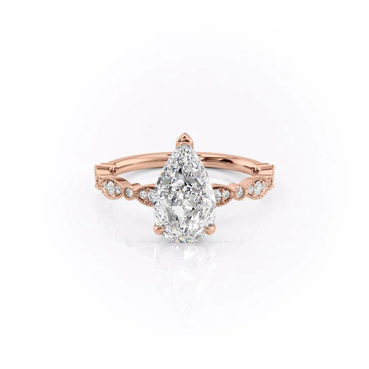 The Juliet Set With Pear Vintage Lab Diamond 1 Carat 14K Rose#material_rose