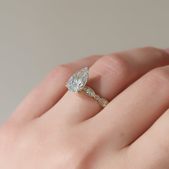 The Juliet Pear Lab Diamond Moissanite Engagement Ring *Shown with 2.5 ct #material_gold