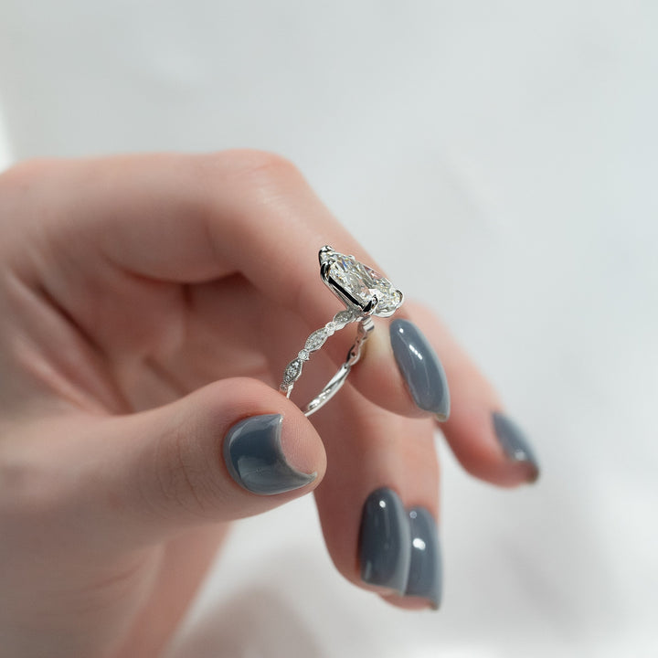 The Juliet Pear Lab Diamond Moissanite Engagement Ring *Shown with 4 ct #material_white