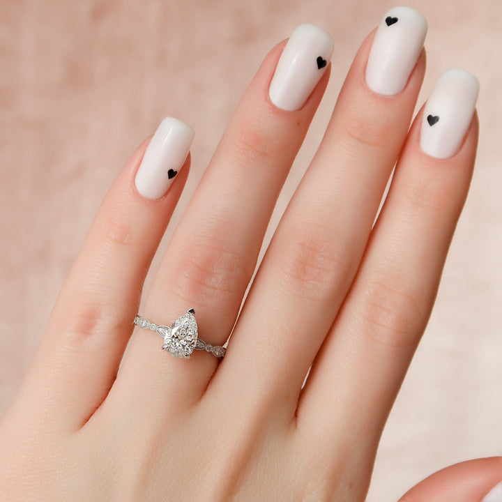 The Juliet Pear Lab Diamond Moissanite Engagement Ring *Shown with 1.5 ct #material_white