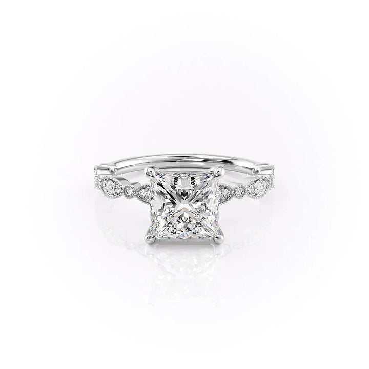 The Juliet Set With Princess Vintage Lab Diamond 1 Carat 14K White#material_white