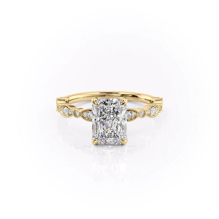 The Juliet Set With Radiant Vintage Lab Diamond 1 Carat 14K Gold#material_gold