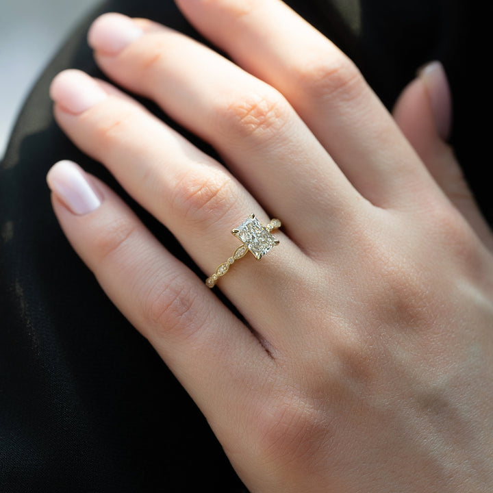 The Juliet Radiant Lab Diamond Moissanite Engagement Ring *Shown with 1.5 ct #material_gold