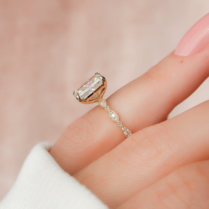 The Juliet Radiant Lab Diamond Moissanite Engagement Ring *Shown with 3 ct #material_gold