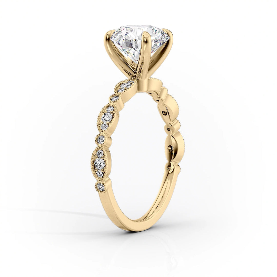 The Juliet Set With Round Vintage Lab Diamond 1.5 Carat 14K Gold#material_gold