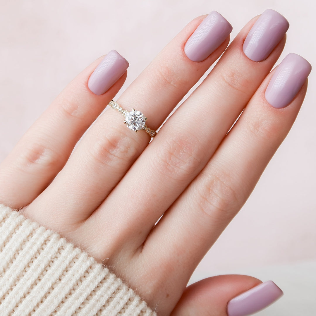 The Juliet Set With Round Vintage Lab Diamond 2 Carat 14K Gold#material_gold