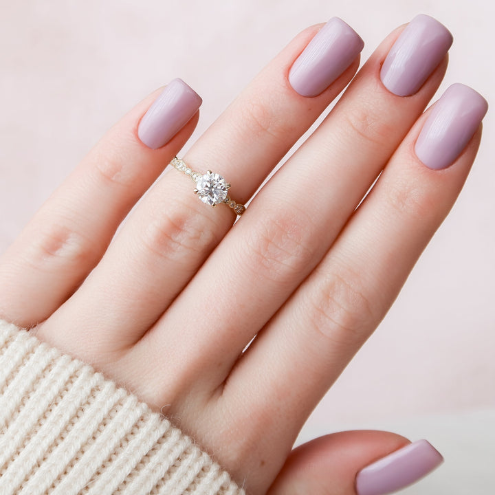 The Juliet Set With Round Vintage Lab Diamond 2 Carat 14K Gold#material_gold