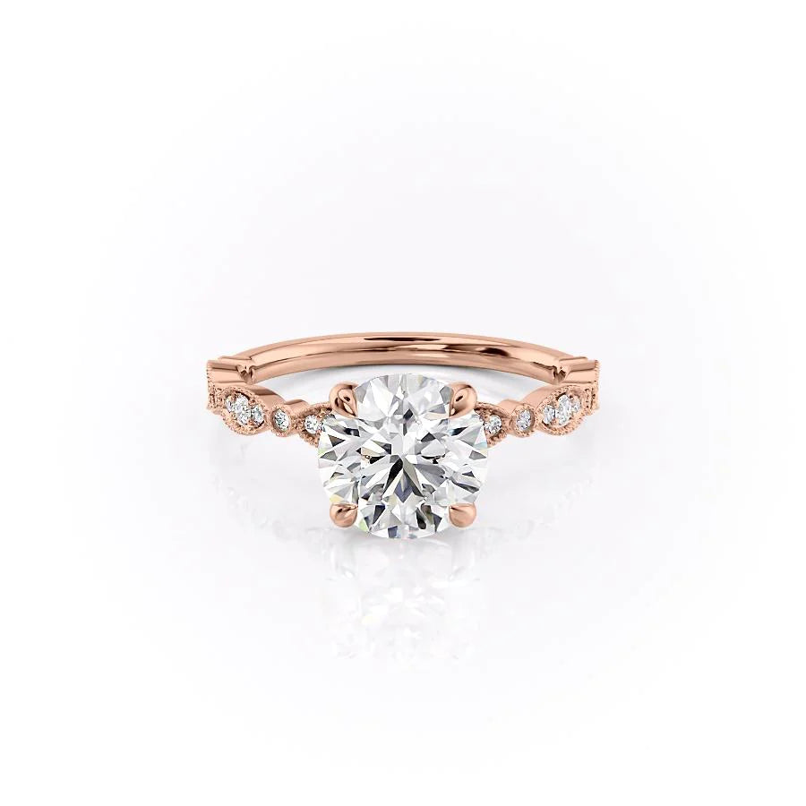 The Juliet Set With Round Vintage Lab Diamond 1 Carat 14K Rose#material_rose