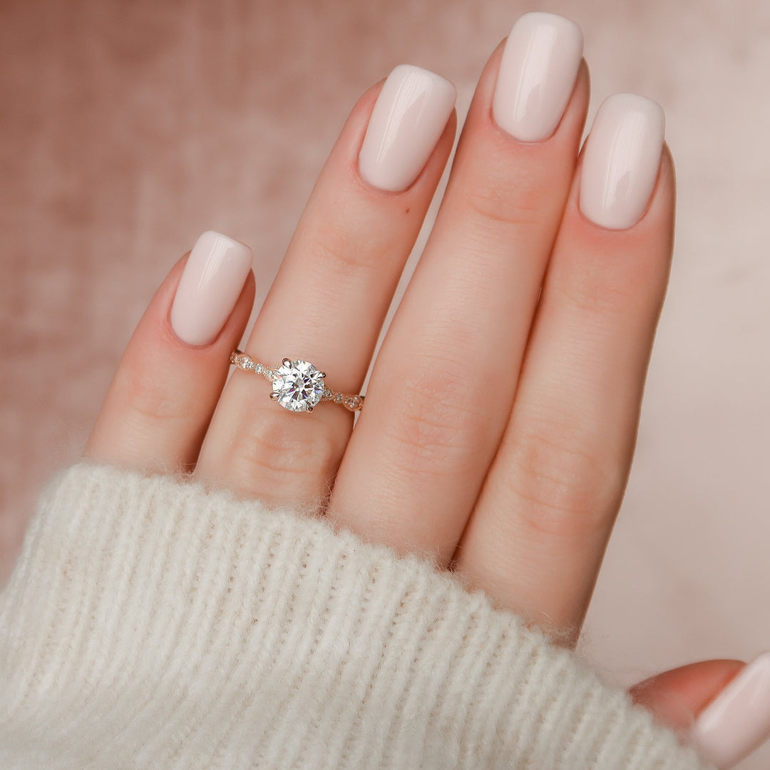 The Juliet Set With Round Vintage Lab Diamond 2 Carat 14K Rose#material_rose