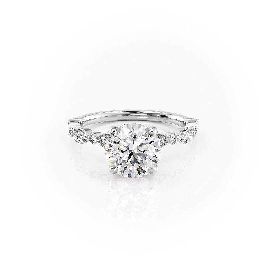 The Juliet Set With Round Vintage Lab Diamond 1 Carat 14K White#material_white