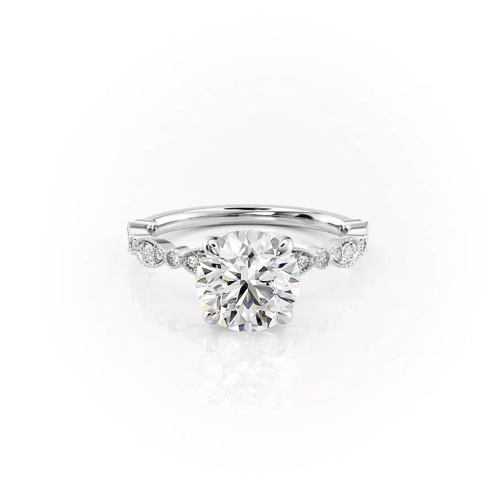 The Juliet Set With Round Vintage Lab Diamond 1 Carat 14K White#material_white