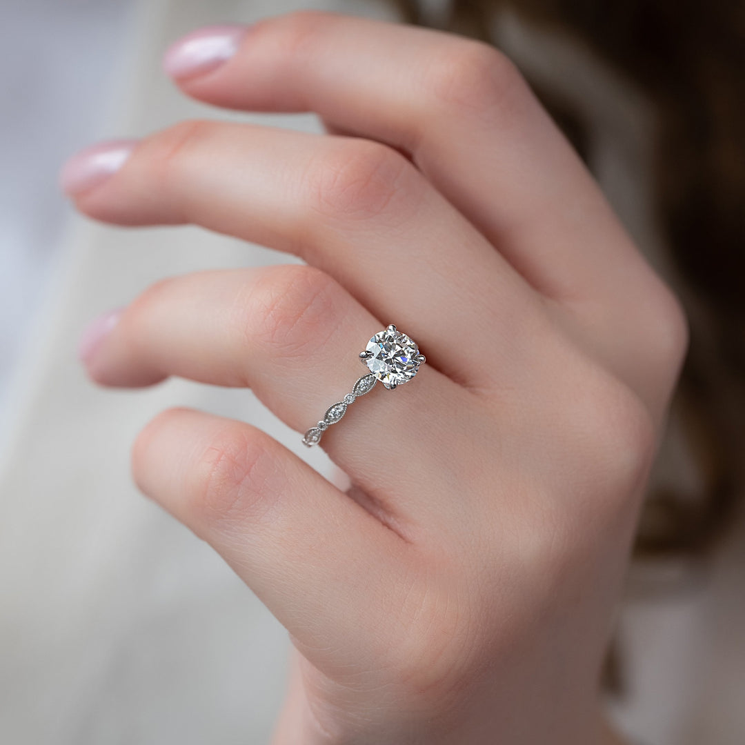 The Juliet Round Lab Diamond Moissanite Engagement Ring