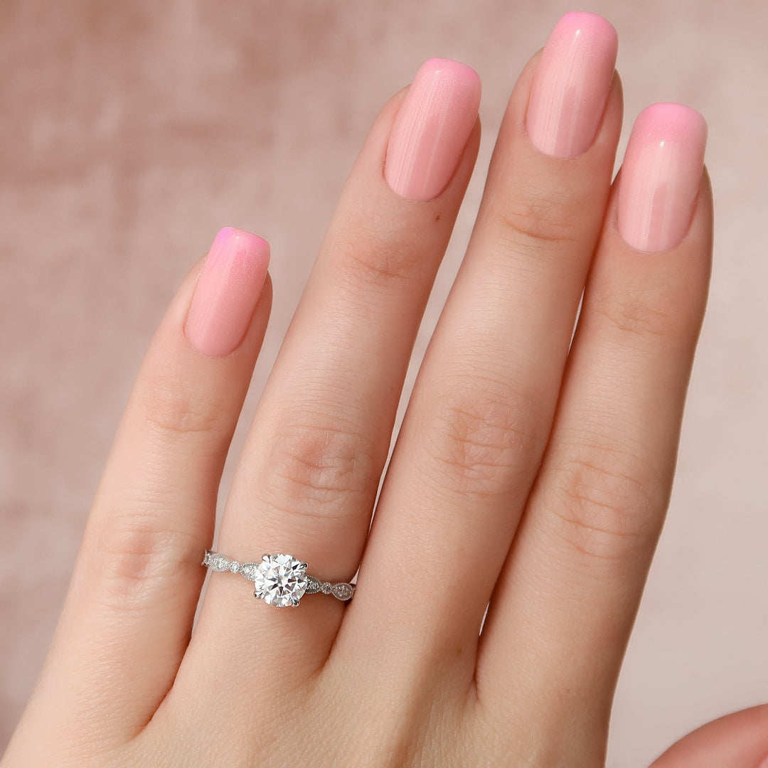 The Juliet Round Lab Diamond Moissanite Engagement Ring