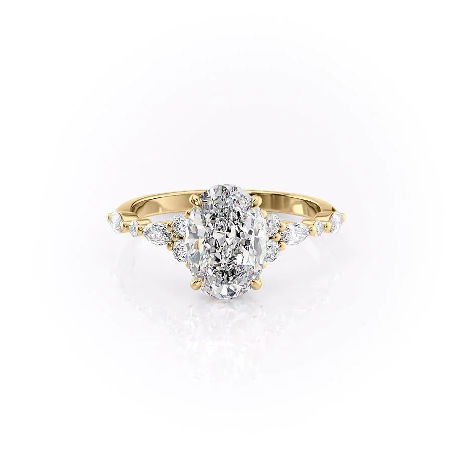 The Kaiden Set With Oval Side Stone Lab Diamond 1 Carat 14K Gold#material_gold