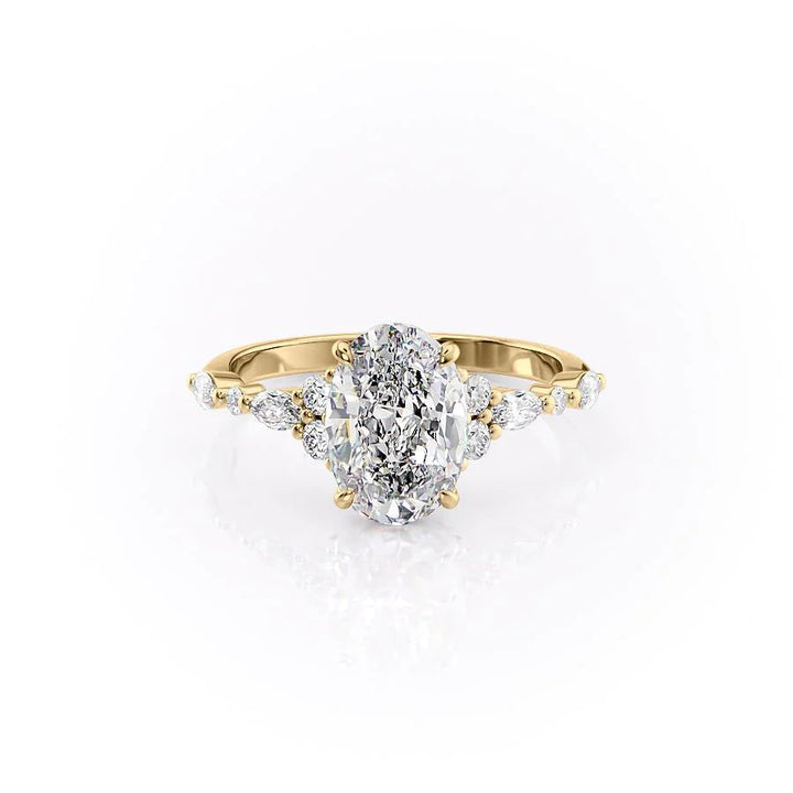 The Kaiden Set With Oval Side Stone Lab Diamond 1 Carat 14K Gold#material_gold