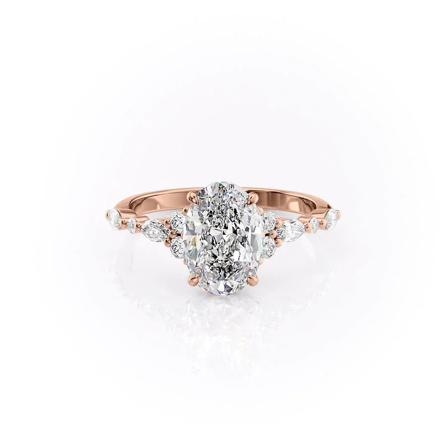 The Kaiden Set With Oval Side Stone Lab Diamond 1 Carat 14K Rose#material_rose