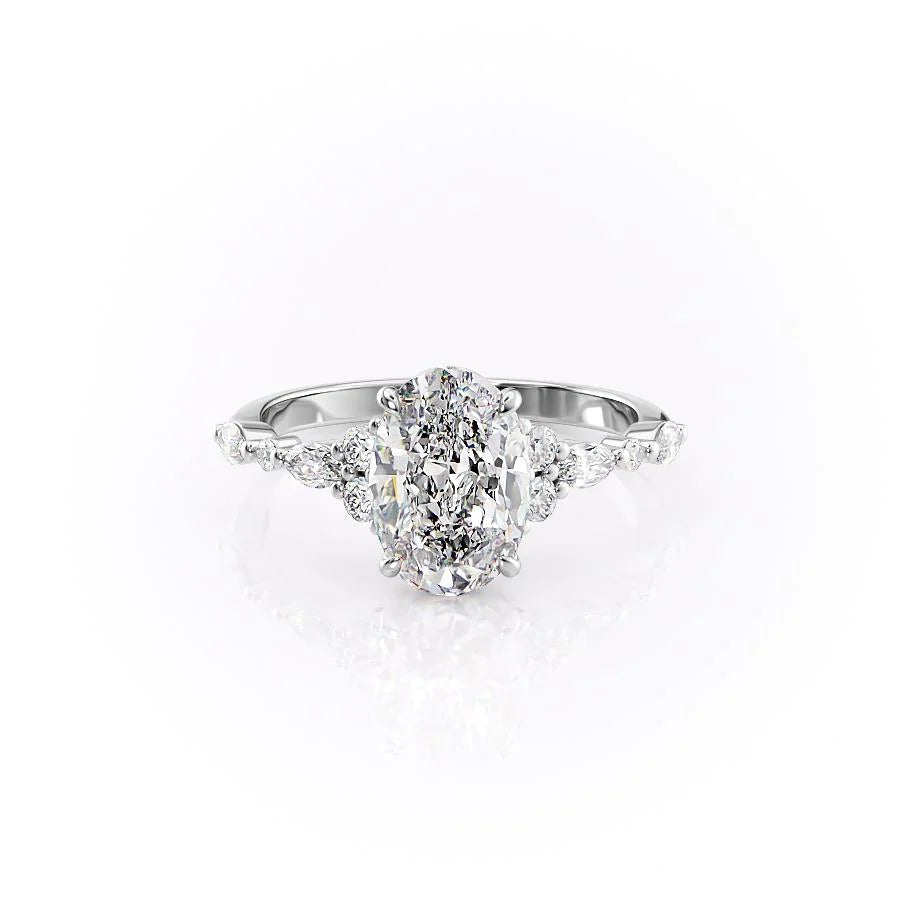 The Kaiden Set With Oval Side Stone Lab Diamond 1 Carat 14K White#material_white