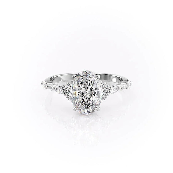 The Kaiden Set With Oval Side Stone Lab Diamond 1 Carat 14K White#material_white