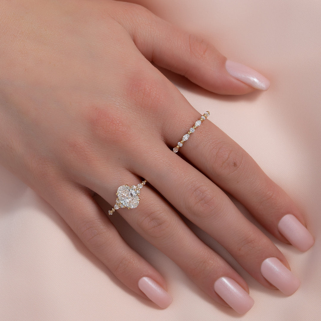 The Kaiden Oval Lab Diamond Moissanite Engagement Ring