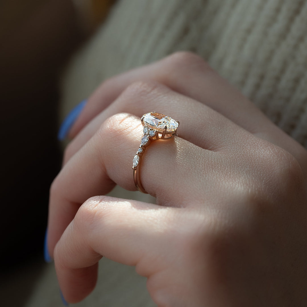 The Kaiden Oval Lab Diamond Moissanite Engagement Ring