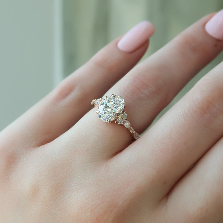 The Kaiden Oval Lab Diamond Moissanite Engagement Ring *Shown with 2 ct #material_rose