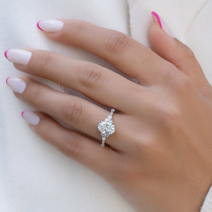 The Kaiden Oval Lab Diamond Moissanite Engagement Ring *Shown with 1.5 ct #material_white