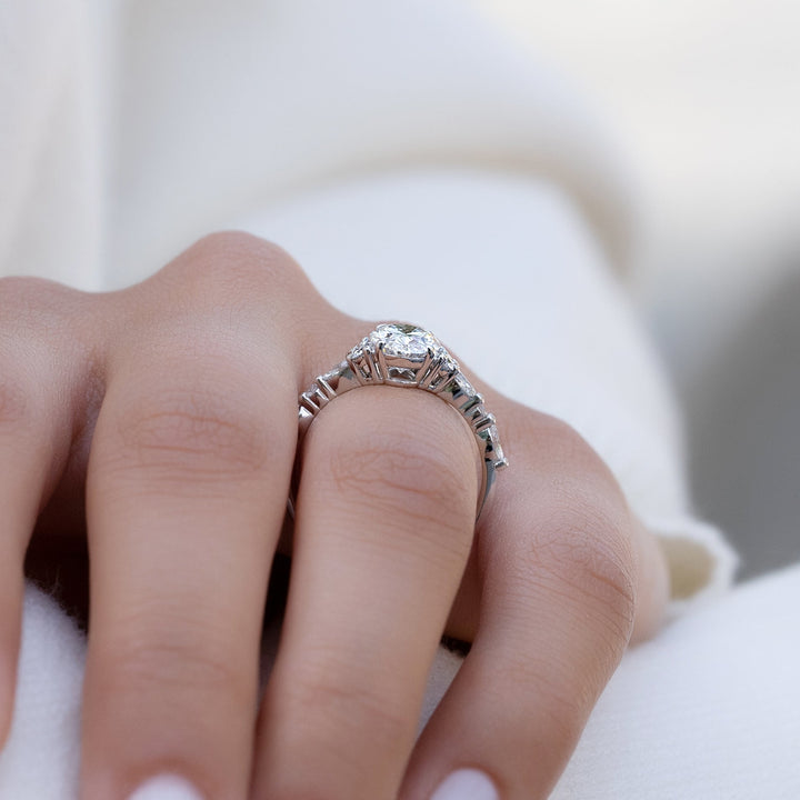 The Kaiden Oval Lab Diamond Moissanite Engagement Ring *Shown with 1.5 ct #material_white