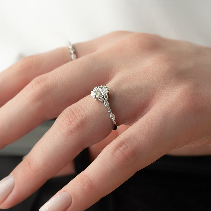 The Kaiden Oval Lab Diamond Moissanite Engagement Ring *Shown with 1 ct #material_white