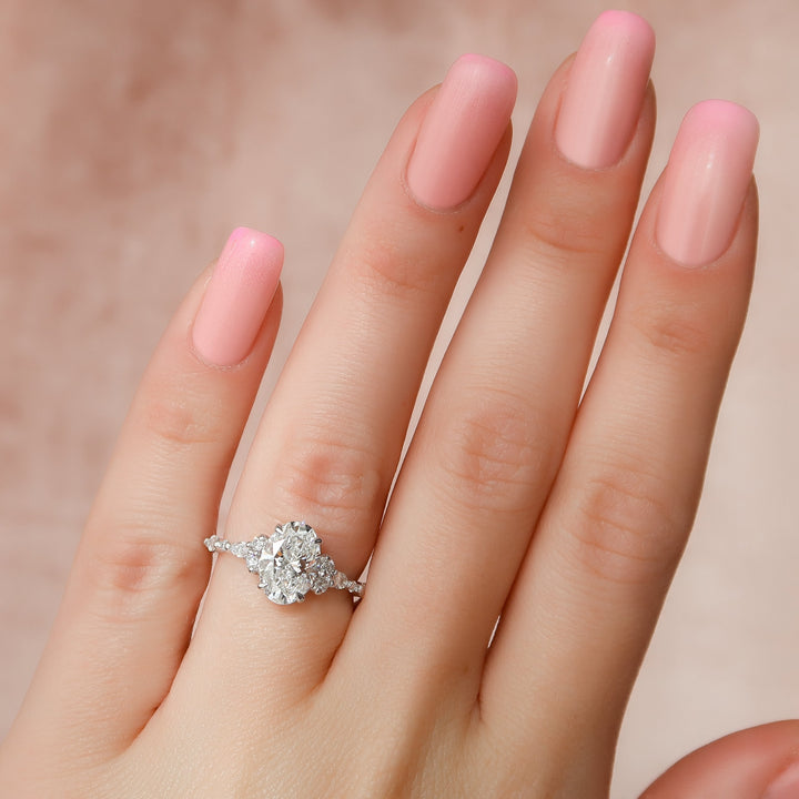 The Kaiden Oval Lab Diamond Moissanite Engagement Ring *Shown with 2 ct #material_white