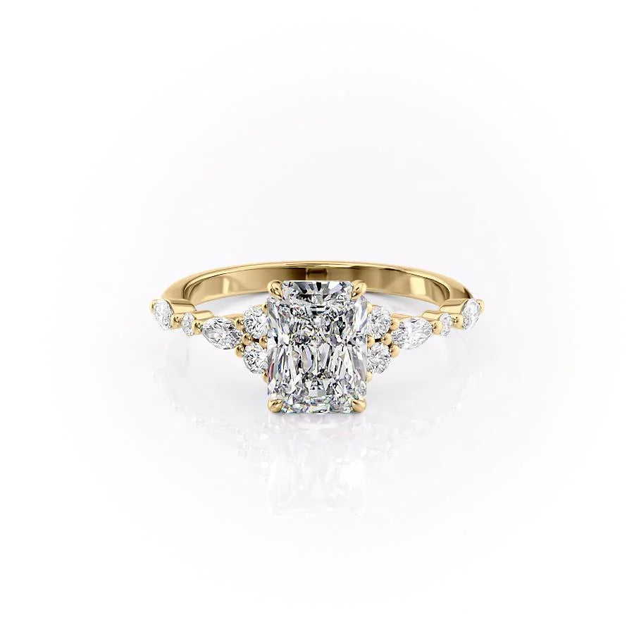 The Kaiden Set With Radiant Side Stone Lab Diamond 1 Carat 14K Gold#material_gold