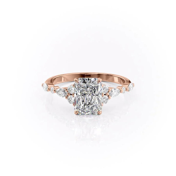 The Kaiden Set With Radiant Side Stone Lab Diamond 1 Carat 14K Rose#material_rose