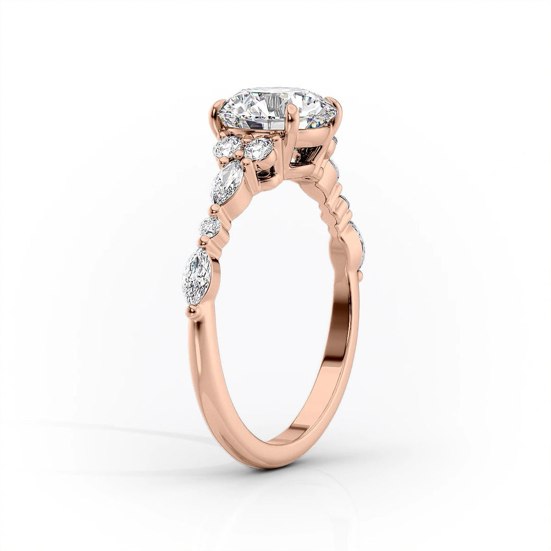 The Kaiden Set With Radiant Side Stone Lab Diamond 1.5 Carat 14K Rose#material_rose