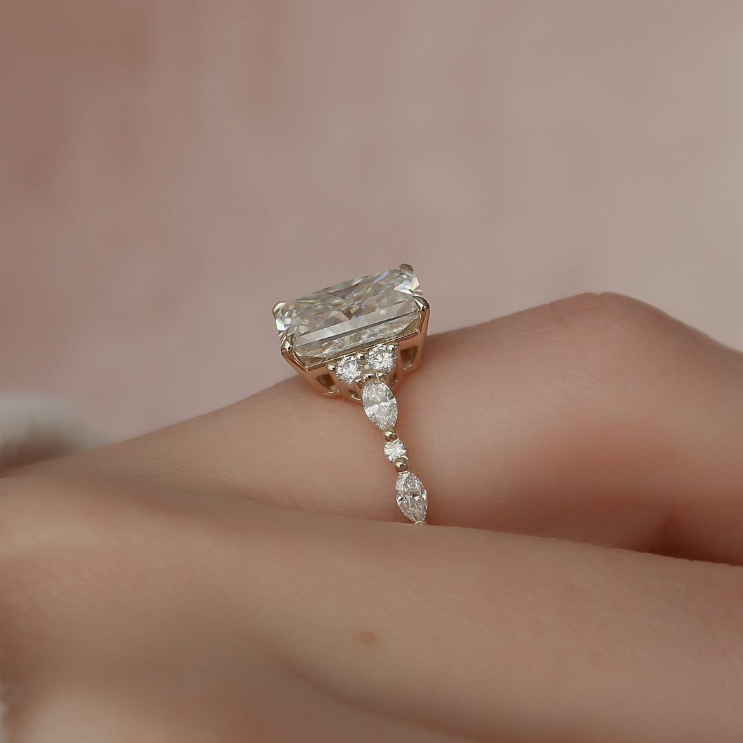 The Kaiden Radiant Lab Diamond Moissanite Engagement Ring