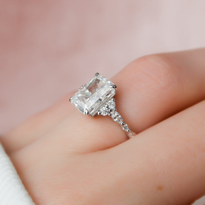 The Kaiden Radiant Lab Diamond Moissanite Engagement Ring *Shown with 3.5 ct #material_white